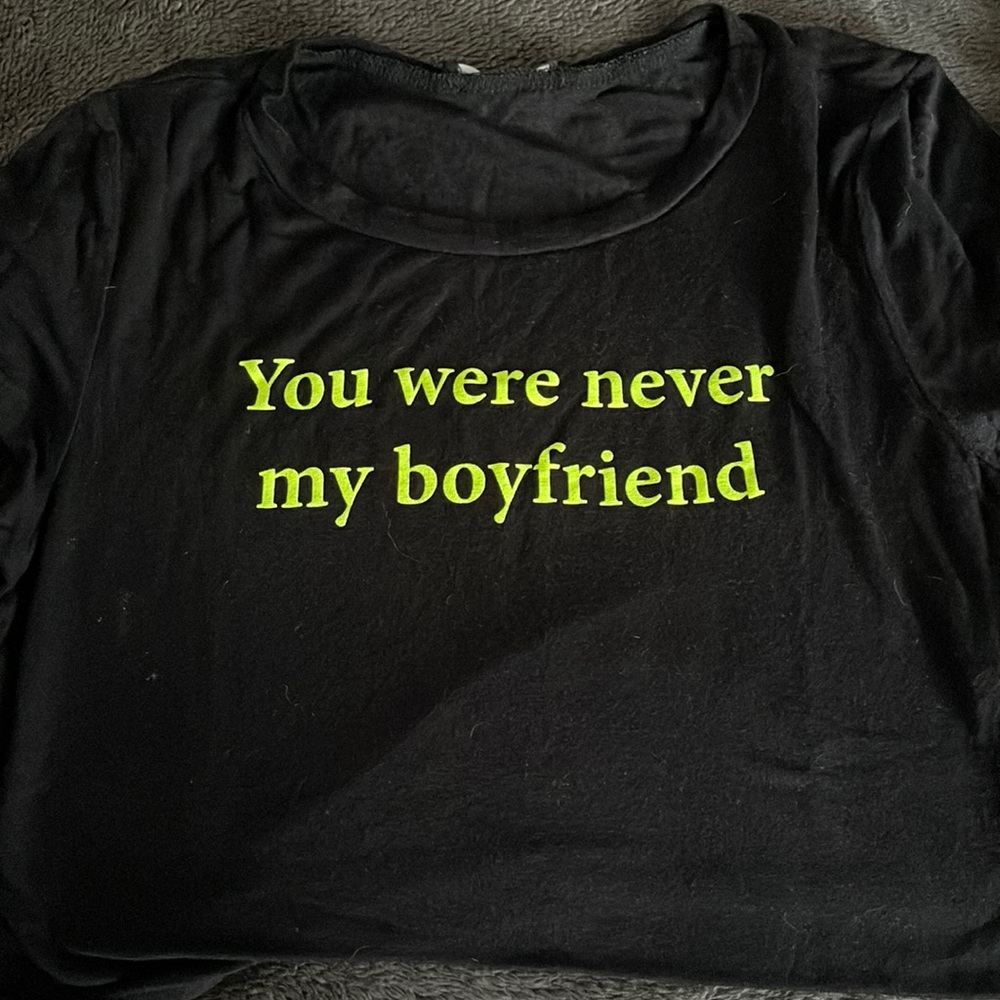 YOU WERE NEVER MY BF TIE FRONT SHIRT